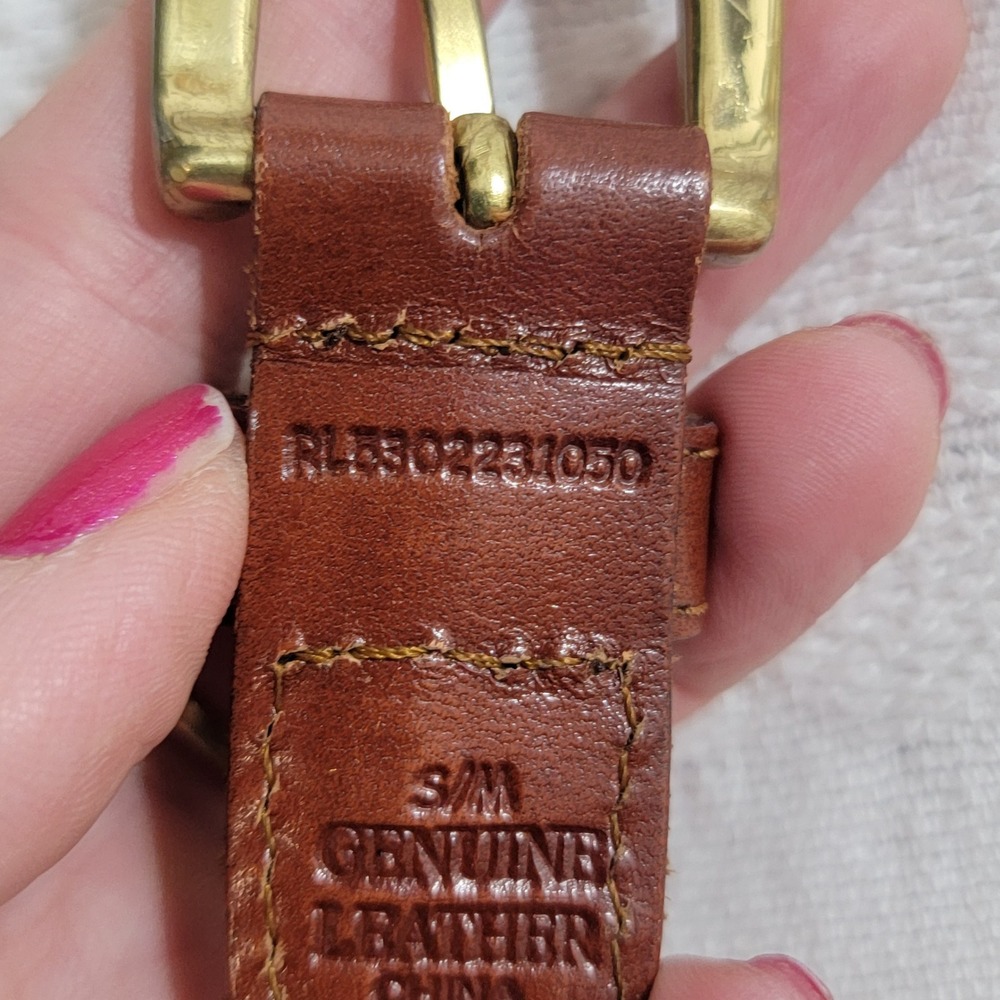 Ralph Lauren Braided Leather Belt in Brown with Gold Buckle - Picture 5 of 9